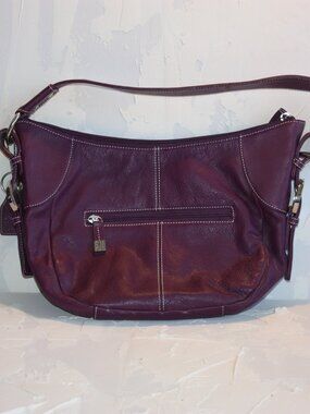 Soprano Purple Leather Shoulder Bag - 14" x 8"